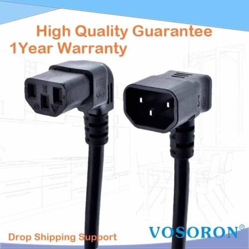 IEC 320 C14 to C13 Cord, male to female Dual Down/ Up Angle Right Angle Power Cable