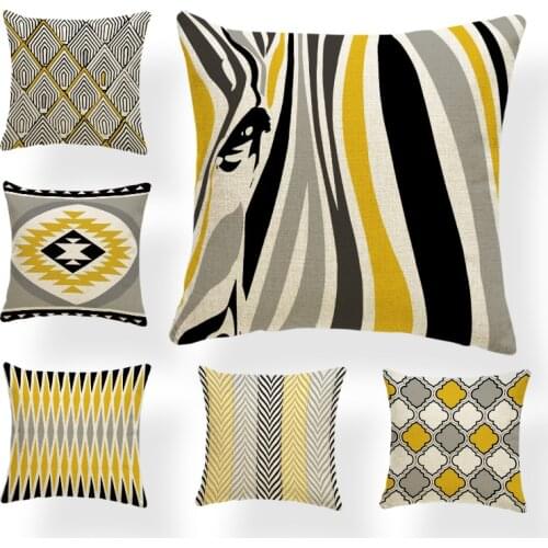 Cool Popular Geometric Texture Pillowcase Yellow Black Living Room Sofa Home Decoration Cushion Outdoor Camping Rest Pillow