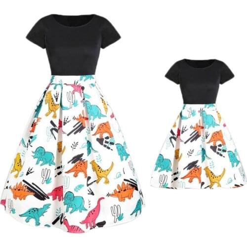 Mother&Daughter Boho Summer Dress Clothes Parent-child Midi Dress Family Matching Outfits Set