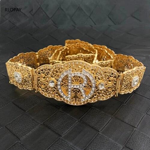 Morocco Luxury Brand R Wedding Belts Long Chain Bridal Belts with Rhinestone Arabic Trendy Bridal Belts and Sashes Bridal Bling