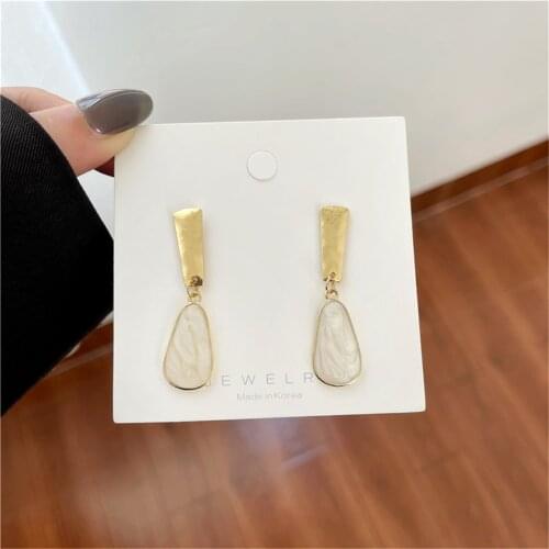 Fashion Long Contracted Geometric Eardrop Women Drop Glaze Han Edition Earrings Adorn Article