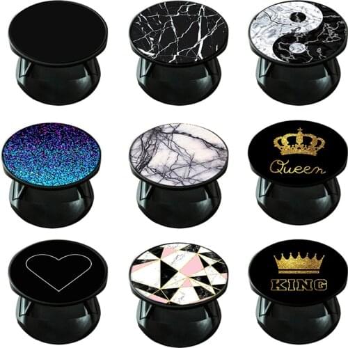 Marble Expanding Phone Socket Stand Grip Finger Rring Support Anti-Fall Round Foldable Mobile Phone Holder for iPhone 11 pro