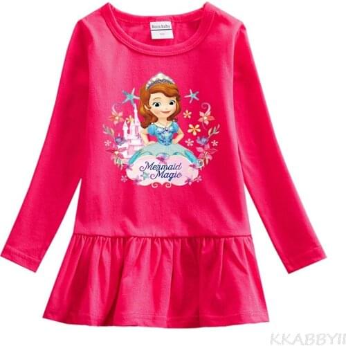 Cartoon Spring And Autumn Outfit New Childrens Wear Girl Sofia Little Princess Cotton Dress 100 Pleated Skirt Of Foreign Gas