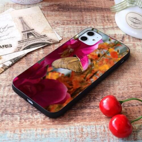 For iPhone Butterfly Close Up Image soft TPU border Apple iPhone Case