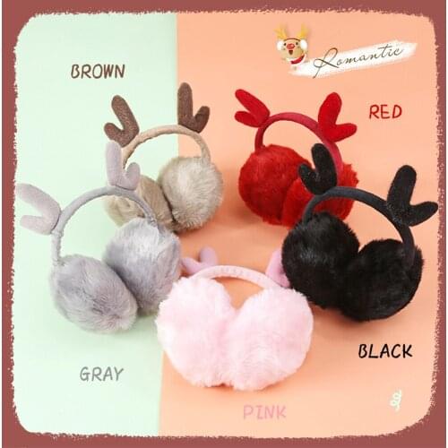 Antler Earmuffs Ear Warmer Cute Winter Warm Plush Earmuffs Ear Protection Soft And Cold-proof Sleep-warming Earmuffs