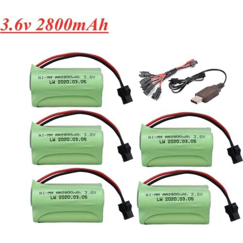 3.6v 2800mah NiMH Battery with charger For Rc toy Car Tanks Trains Robot Boat Gun Ni-MH AA 3.6v 2400mah Rechargeable Battery