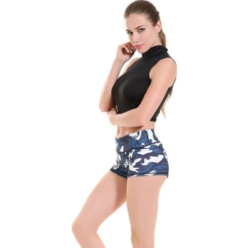 New Plus Size Camouflage Red-black Yoga Short Pants Blue Sexy Fitness Gym Dance Running Clothes S M L