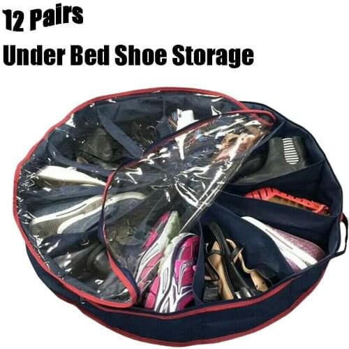 Under the Bed Shoe Organizer Round Fits 12 Pairs Boots for Underbed Storage Storage Bags