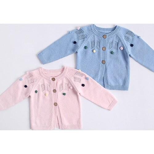 Autumn Winter Girls' Cardigan Sweaters Toddler Baby Girls Clothing Cute Balls Infant Knitwear Sweaters Jacket RT557