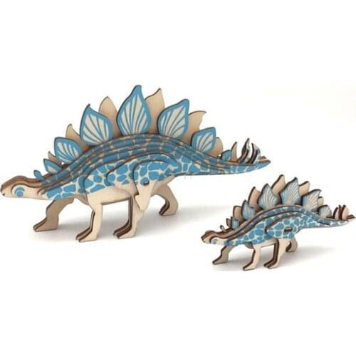 P109 Children 3D Puzzle Wooden Toys wood Stegosaurus 3D Wooden Games Brain Puzzle Teaser Creative Childrens Toys DIY gift