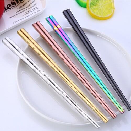 1pair 23cm Mutil Color Reusable Stainless Steel Chopsticks Hollow Chopsticks Chinese Sticks For Restaurant Kitchen Accessories 5