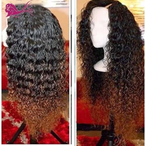 EAYON Free Shipping 28inch Long U Part Wig Human Hair 180 Density Ombre Human Hair Wigs 10A Indian Remy Hair Water Wave