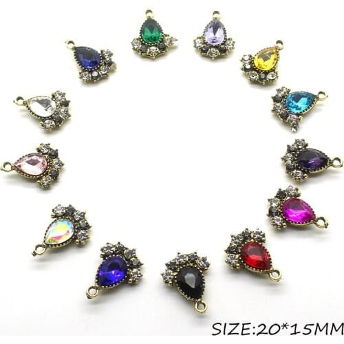 10pcs/lot 20*15mm Gold Water Drop Rhinestone Button for Clothing Decor Diy Manualidades Accessories Flatback Pendant Button