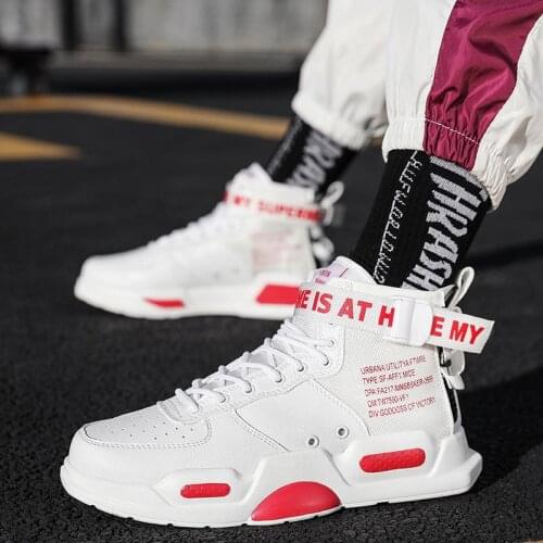 Plus Size High Top High-soled Sport Shoes Men Brands PU Leather Sneakers Mens Sports Shoes Women Running Shoes Men White A-674