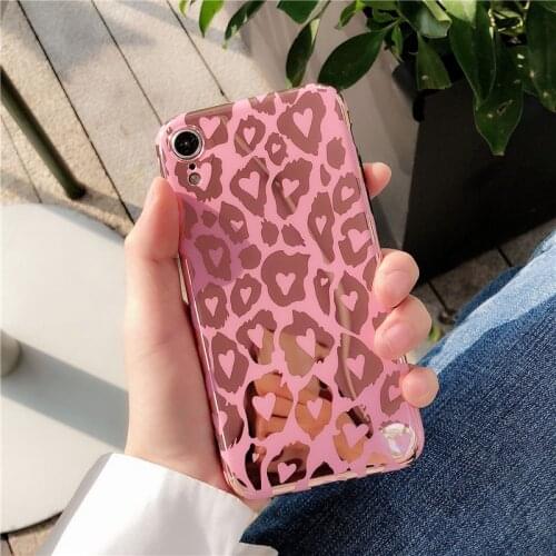 Gimfun Luxury Pink Leopard Phone Case for Iphone Xs Max Laser Tpu Case for Iphone 11 Pro Max 6s 7plus 8 X Soft Tpu Back Cover