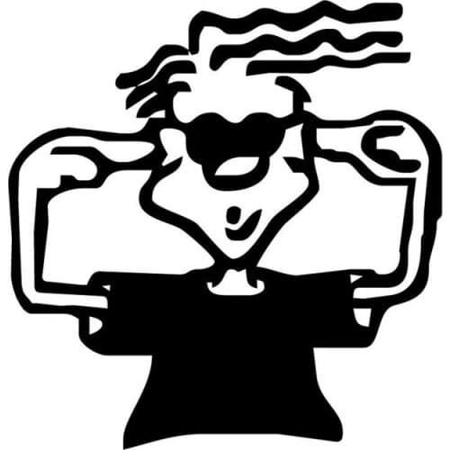 14cm*13.5cm Cartoon Boy Funny Car-Styling Stickers Motorcycle Decal Black/Silver S3-4560