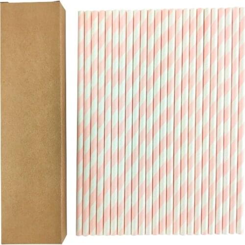 24pcs in pack Paper Straws Disposable Foil Striped Drinking Straws Biodegradable Cocktail Paper Straws Drink Tool EOC Single Use