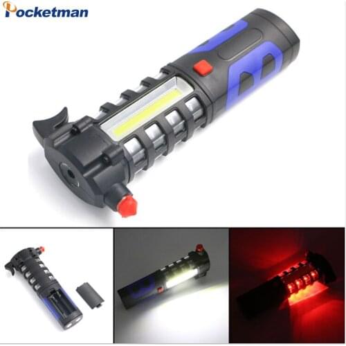 Multipurpose Car Vehicle Magnetic LED Flashlight Safety Escape Rescue Window Breaker Emergency Hammer Magnet COB Torch Repair