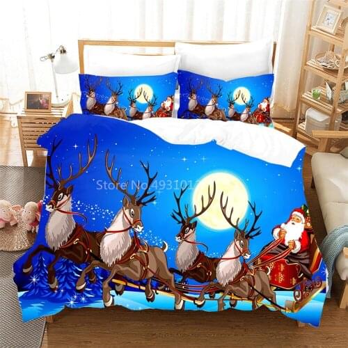 Cheerful Christmas Bedding Set Cartoon Snowman Cute Elk Duvet Cover Set Pillowcases Adult Children Kid Boy Girl Home Decor Gift