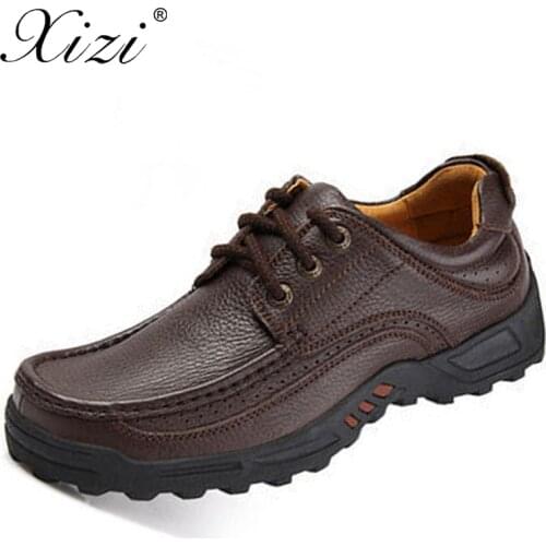 XIZI Brand Big Sizes Genuine Leather Fashion Men Shoes Handmade Summer Autumn Winter Brand High Quality Men Flats Shoes 39-47