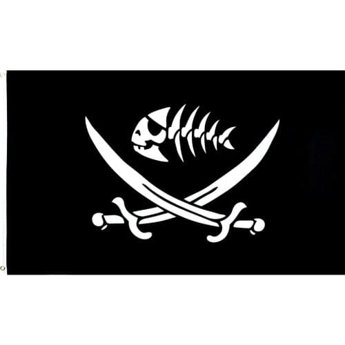 Yehoy hanging 90*150cm Customized Pirate Fish with Swords Flag Polyester Decoration Activities Custom Banner