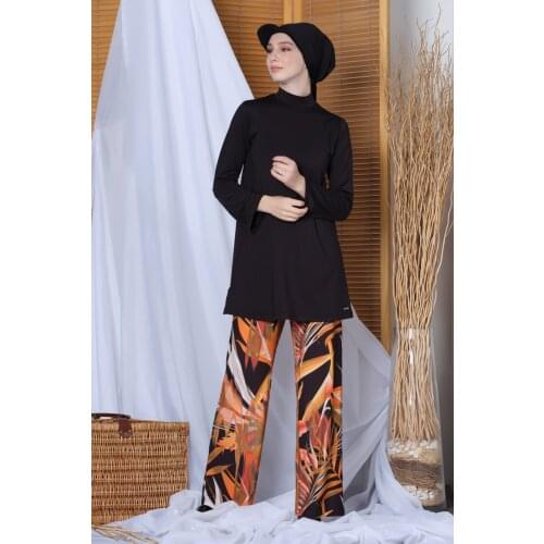 Womens Long Sleeve Spanish Trotting Hijab Swimwear 20187 Black