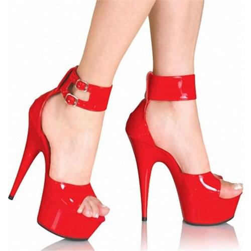 2020 Summer Women Sandals 15CM Thin High Heels Shoes Fall Best Street Look PU Buckle Strap waterproof Party Wedding woman shoes