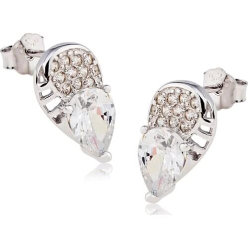 GNE0898 100% Fine 925 Sterling Silver Stud Earrings Beauty Lovely Shiny Crystal Earring Fashion Jewelry Gift For Women