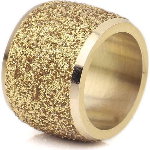 Gold Color Rose Gold Color Sequin Rings Scrub Stainless Steel Wedding Ring for Men Women