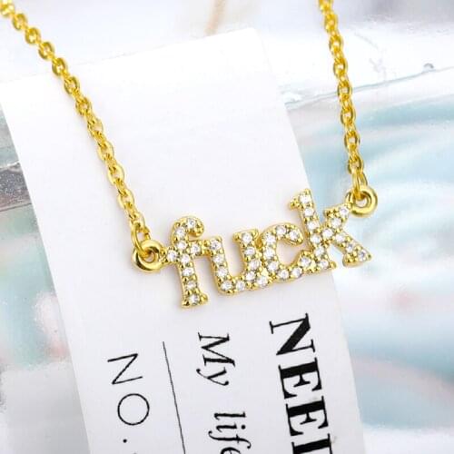 Punk Choker Necklace Zircon Crystal Name Letter Necklace For Men Hip Hop Jewelry Collares Gold Stainless Steel Chain Necklaces