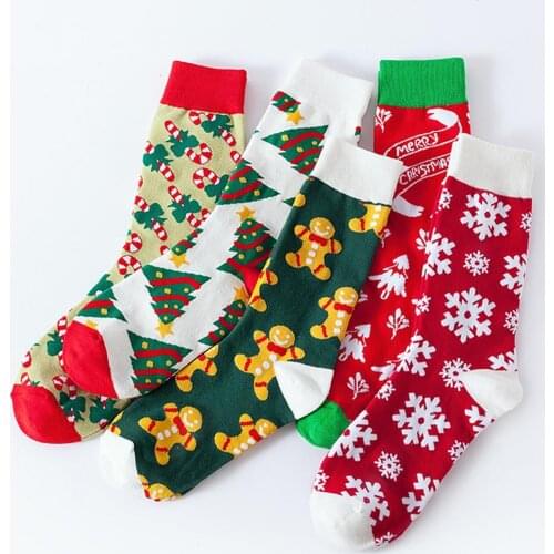 1Pair Women Socks Casual winter Christmas Socks Snowflake Socks Comfortable Cotton Cartoon Warm lady Socks Christmas Gift