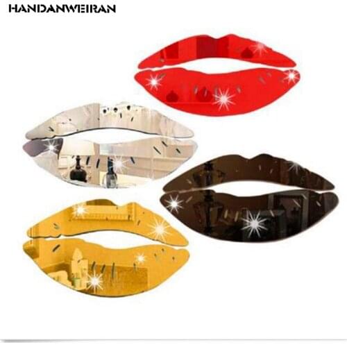 2Pcs Fashion Sexy Lips Acrylic Decoration Wall Stickers For Bedroom Living Room Decorative DIY Affixed To The Mirror