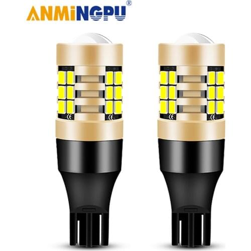 ANMINGPU 2x Signal Lamp T15 Led Bulbs 21SMD 2835Chips Led W16W 921 912 Canbus Backup Light Car Reverse Light Tail Lamp White 12V