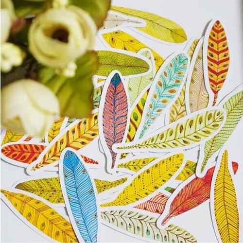 33PCS vintage Leaf feather Stickers Crafts And Scrapbooking stickers kids toys book Decorative sticker DIY Stationery