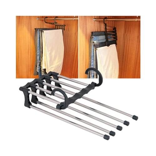 5 Tier Clothes Hanger Multi-function Stainless Steel Pants Trousers Racks Clothes Storage Drying Hanger