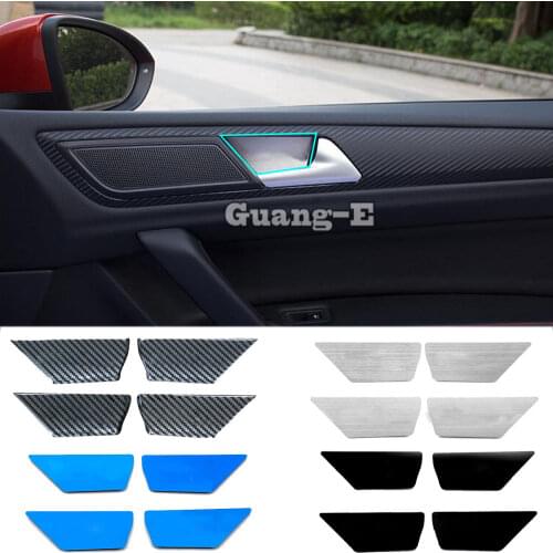 Car cover stick steel trim door inner handle bowl frame lamp panel 4pcs For VW Volkswagen Golf7 Golf 7 2014 2015 2016 2017 2018