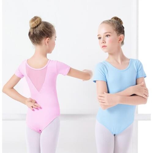 Girls Toddler Ballet Leotard Bodysuit Mesh Back Children Ballet Clothing Short Sleeve Dance Wear for Kids