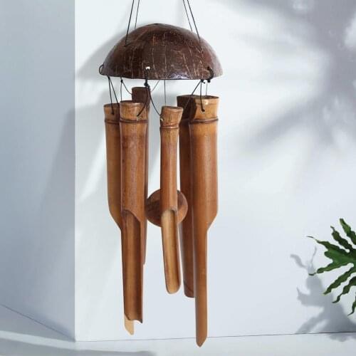 Bamboo Wind Chimes Coconut Pendant Handwork Fair Trade Wind Chime Outdoor by Gifts Long Garden Hanging Decoration