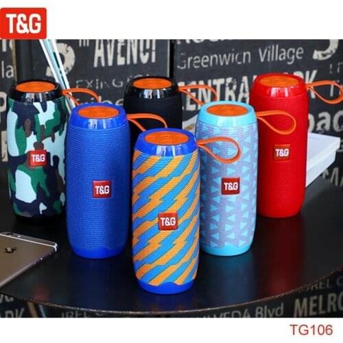 T&G TG106 Bluetooth Outdoor Speaker Portable Wireless Column Loudspeaker Waterproof Subwoofer 3D Stereo Speakers USB FM AUX
