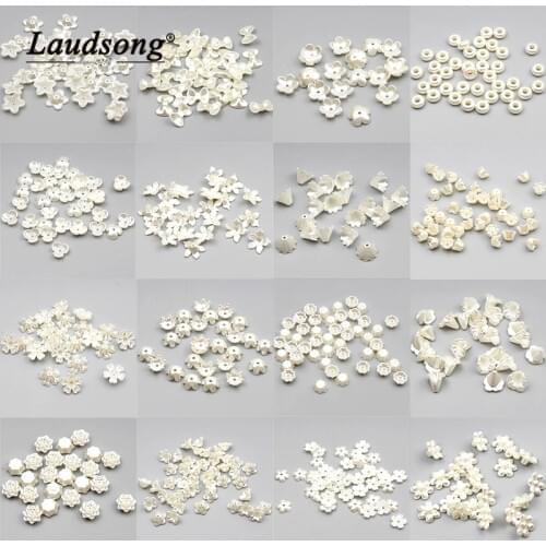 Imitation Pearl Acrylic Beige Flower Spacer Loose Beads For Jewelry Making Supplies DIY Handmade Necklace Bracelet Accessories