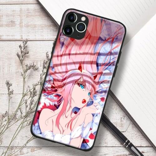 Zero Two 02 FRANXX Anime Soft TPU Glass Phone Case for IPhone SE 6s 7 8 Plus X Xr Xs 11 12 Mini Pro Max Samsung