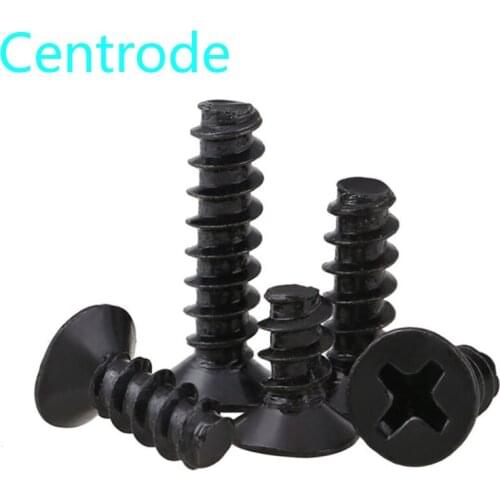 Black Philips Tapping Flat End Small Screw Cross Countersunk Flat Head Flat Tail Self Tapping Screw KB M2.6M3M3.5M4 200Pcs