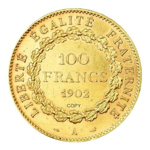 France Third Republic 1902 A 100 Francs Gold Copy Coin Brass Metal Liberte Egalite Commemorate Replica Coins