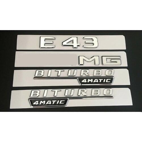 Chrome E43 for BITURBO 4MATIC Trunk Fender Badges Emblems for W213