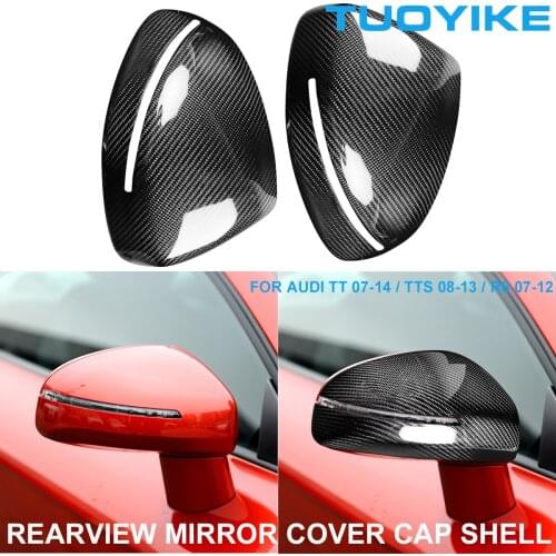 LHD RHD Car Real Dry Carbon Fiber Rearview Mirror Cover Cap Shell Sticker Trim Decal For Audi TT 2007-14 TTS 2008-13 R8 2007-12