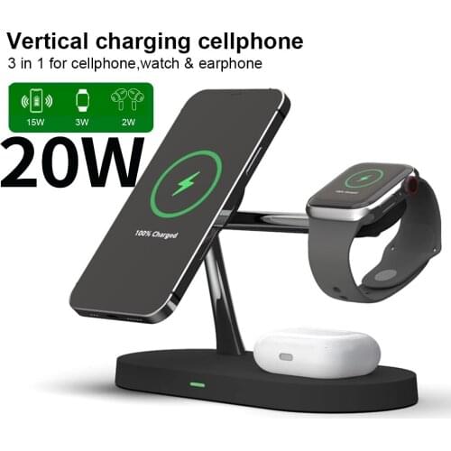 KEPHE 3 in 1 Magnetic Wireless Charger for iPhone 12 Pro Max/ Mini Chargers for Apple Watch 6 SE Airpods Pro 2 3 Charger Holder