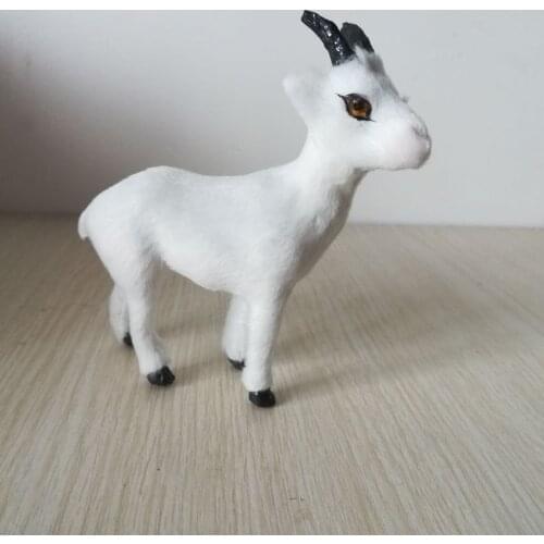 Mini 11x10 cm real life toy white sheep model handicraft,plastic&furs white goat prop home desk decoration toy Xmas gift w1274