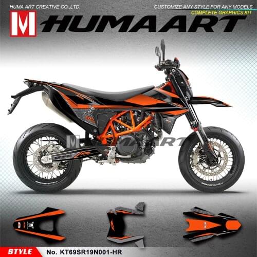 HUMAART Personalized Graphics Racing Stickers Full Wraps for 690 SMC-R Enduro-R 2019 2020 2021, Orange and Black