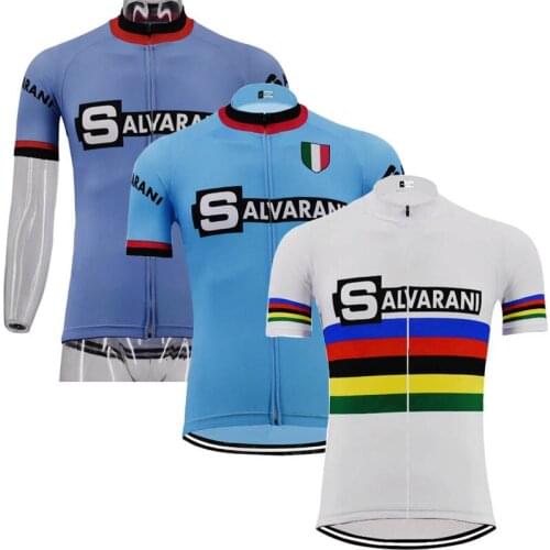 New 2018 retro jersey Italian TEAM mens white&blue cycling jersey Short sleeve bike wear cycling clothing Prendas Ciclismo