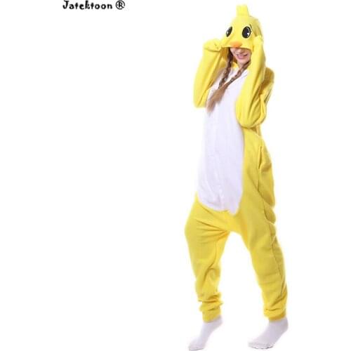 2017 New Adult Cartoon Animal Yellow Chicken Chook Hen Halloween Cosplay Pajamas Onesies Sleepwear Chick Performances Costume